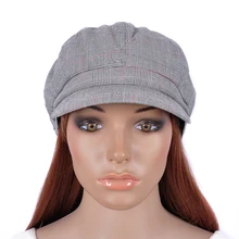 M500 модные Красота Gray Gingham проверяет хлопка козырек газетчик Кепки лето-осень стильный