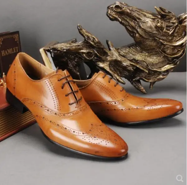 

Lace up Pointed Toe Mens Genuine Leather Oxfords Shoes 2018 Spring Prom Wedding Party Oxfords Italian Leather Derby Shoes
