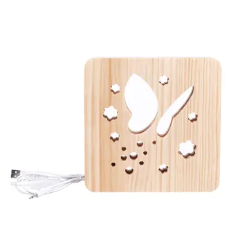 

Night Light Wood Lamp Decorative Lighting Baby Lamp Usb Power Table Desk Lamp Girls Bedroom Decoration Lighting Gift