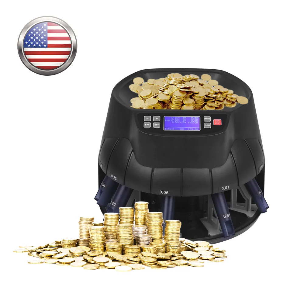

Coin Sorter Counter Roller Counting Machine Self-Diagnosis LCD Display Support Counting Adding Batching Modes External Printing