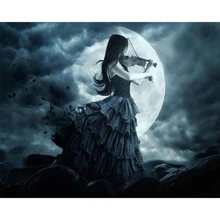 Фото на заказ! Diy 5D алмазная картина скрипка девушка в темноте вышивка крестиком картины для выкладывания камнями украшение дома стежка