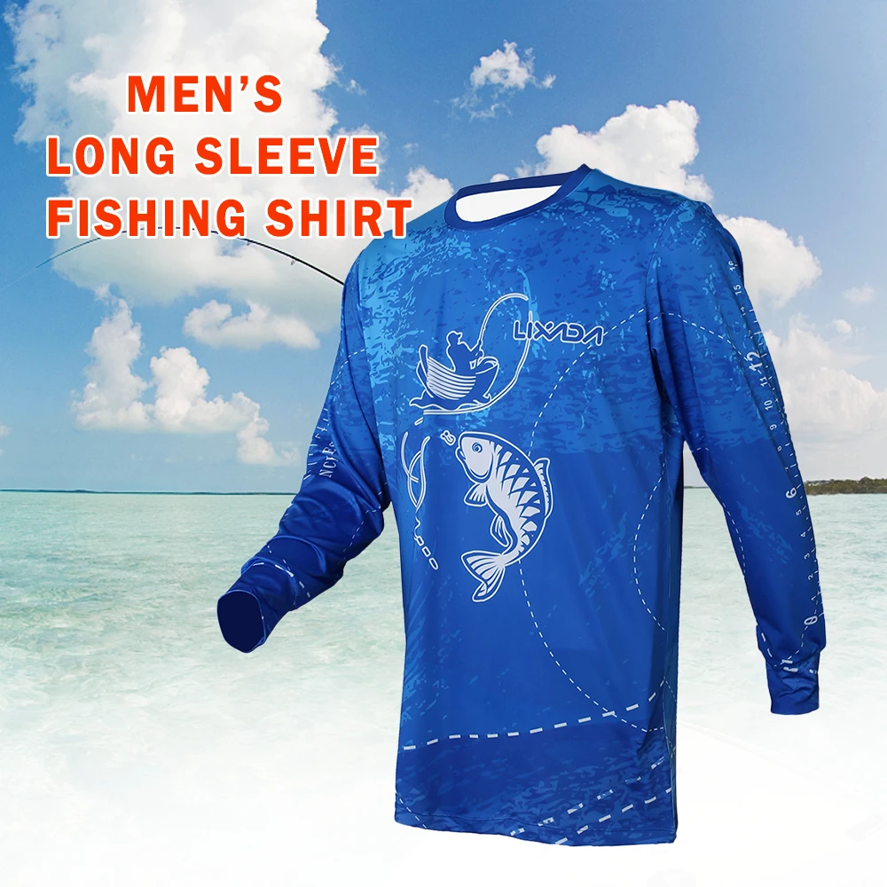 

LIXADA Long Sleeve Fishing Shirt UPF 50+Sun Protection Fishing Clothing Quick Drying Breathable Loose Fishing Shirt Fit for Men