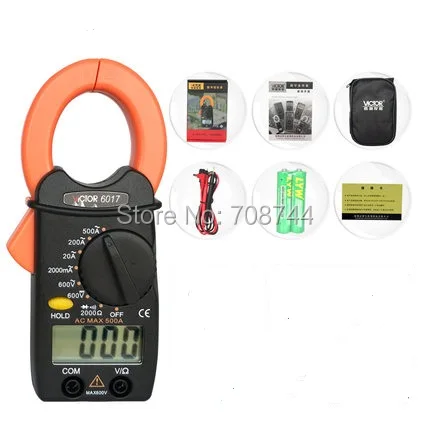 Цифровой мультиметр-зажим VICTOR VC6017 LCD 3 1/2 цифровой амперметр-A прямые продажи с