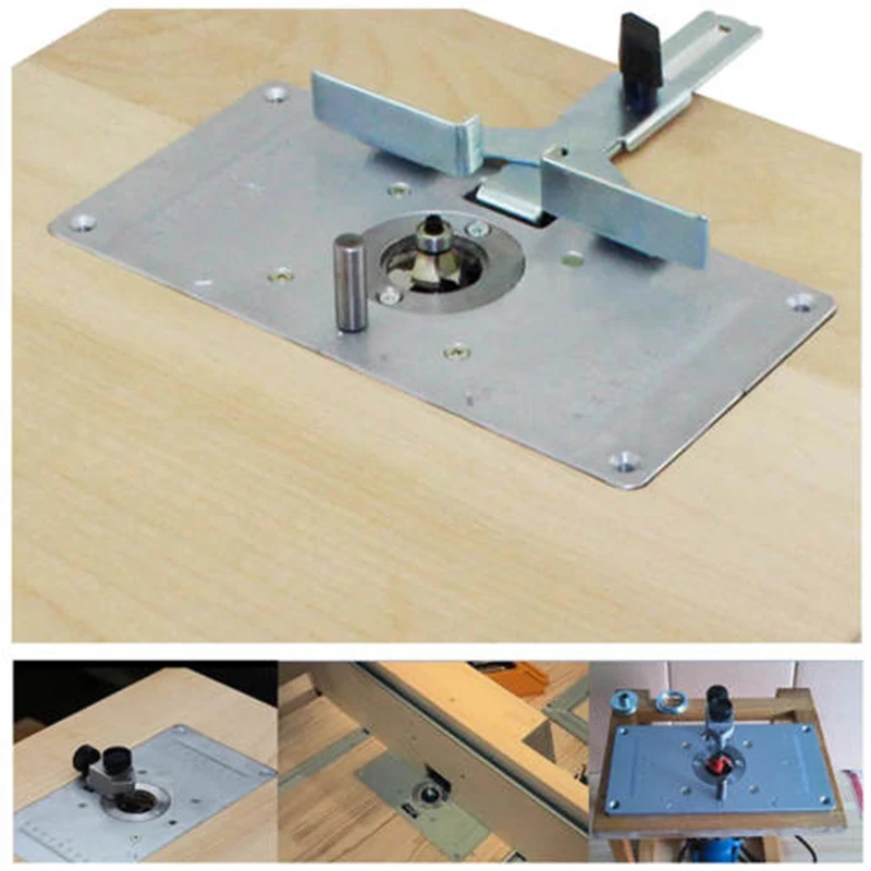  6Pcs Set Aluminum Router Table Insert Plate W/ 4 Rings Screws For Woodworking Milling Table Plate B