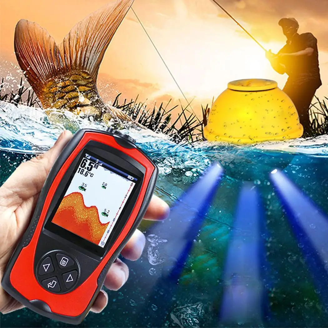 90 3 المياه الاستشعار سونار 125 كيلو هرتز 7 فولت LCD قابلة للشحن عن صياد السمك 45 متر 45 متر ليثيوم قابلة للشحن درجة اللاسلكية عمق