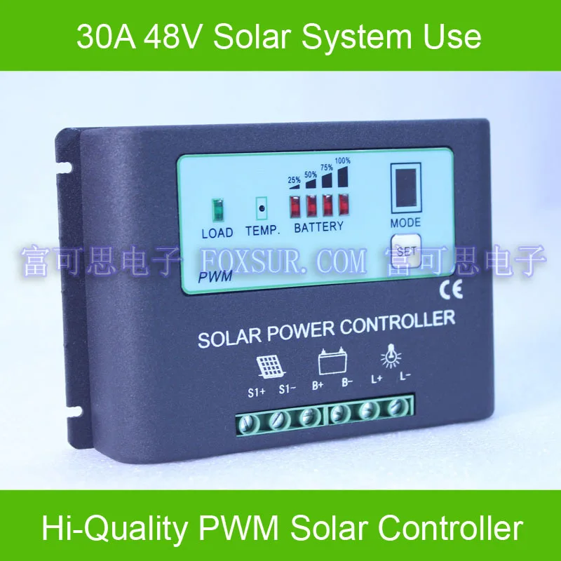 

30a Pwm Solar Panel Charge Controller 48v With Led Indicate The Batttery Capacity Off Grid Pv Controller Solar Aluminum Housing