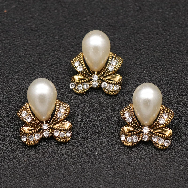 

10Pcs Flower Decorative Buttons For Clothing Wedding Embellishment Baby Hair Accessories Rhinestone Flatback Buttons For Crafts