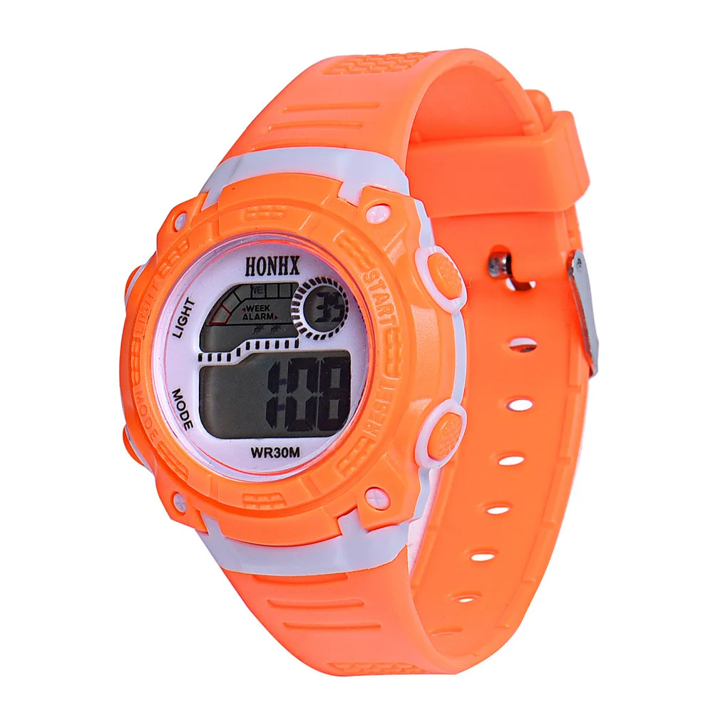 Orange Watch для детей Montre Garcon Enfant цифровой светодио дный светодиодный спортивные