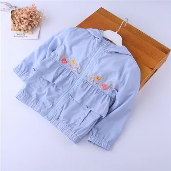 

girls jacket coat blue embroidery flower girls spring coat for kids clothing fashion children outerwear baby outfit