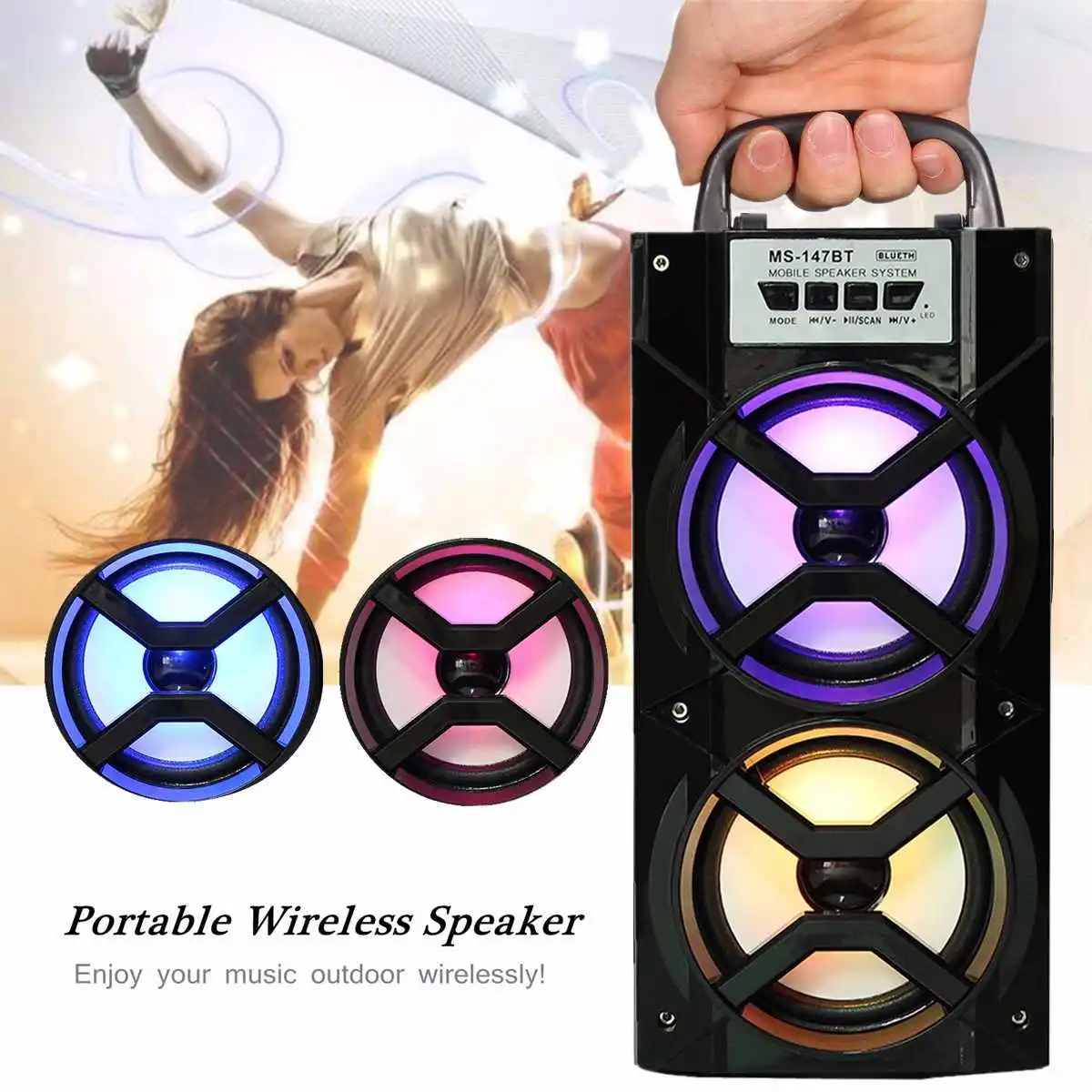 

Portable bluetooth speaker Wireless Loudspeaker Sound System Stereo Music surround Outdoor Speaker Dual Horn USB TF AUX FM Radio