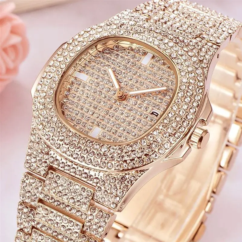 

New Arrival Luxury Diamonds Date Watch For Women 2019 Stainless Steel Quartz Wristwatch Fashion Lady Female Rose Gold Watches