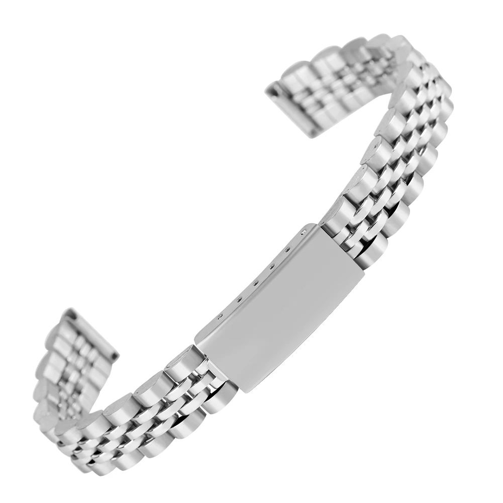 

12MM Silvery Stainless Steel Watch Strap for Men Solid Metal Watches Band for Ladies Adjustable Bangle Watches Strap for Friends