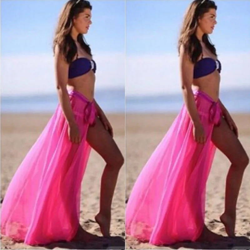 Women New Summer Chiffon Swimwear Sheer Bikini Set Ladies Cover Up Beach Maxi Side Slit Wrap Skirt Sarong Skiets Fashion Female Women New Summer Chiffon Swimwear Sheer Bikini Set Ladies Cover Up Beach Maxi Side Slit Wrap Skirt Sarong Skiets Fashion Female