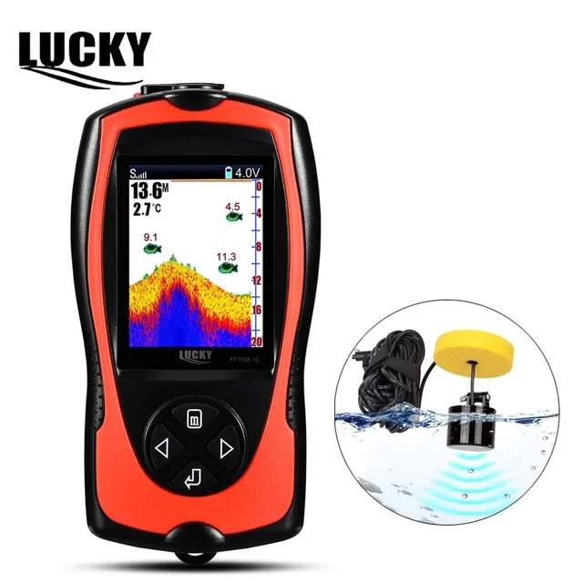 محظوظ FF1108-1CT المحمولة صياد السمك سونار العمق مسبار صياد السمك s إنذار للماء Fishfinder سونار الأسماك LCD شاشة الجليد محظوظ FF1108-1CT المحمولة صياد السمك سونار العمق مسبار صياد السمك s إنذار للماء Fishfinder سونار الأسماك LCD شاشة الجليد