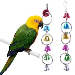 Разноцветный попугай птица игрушечные лошадки металлическое кольцо колокольчик подвесная клетка игрушечные лошадки для попугай, белка