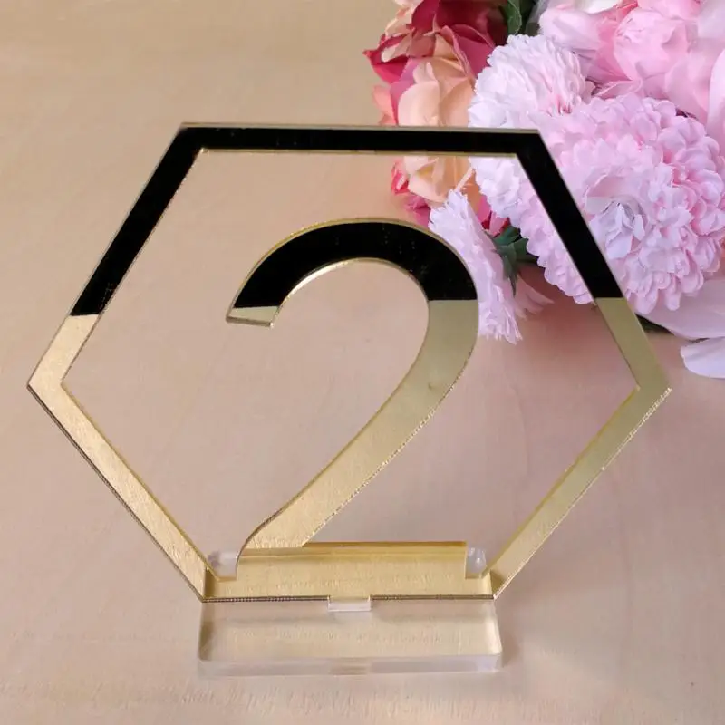 

1 set Hexagon Table Number Signs for Wedding Party Decor Acrylic Number,Roman Numerals Geometric Centerpiece
