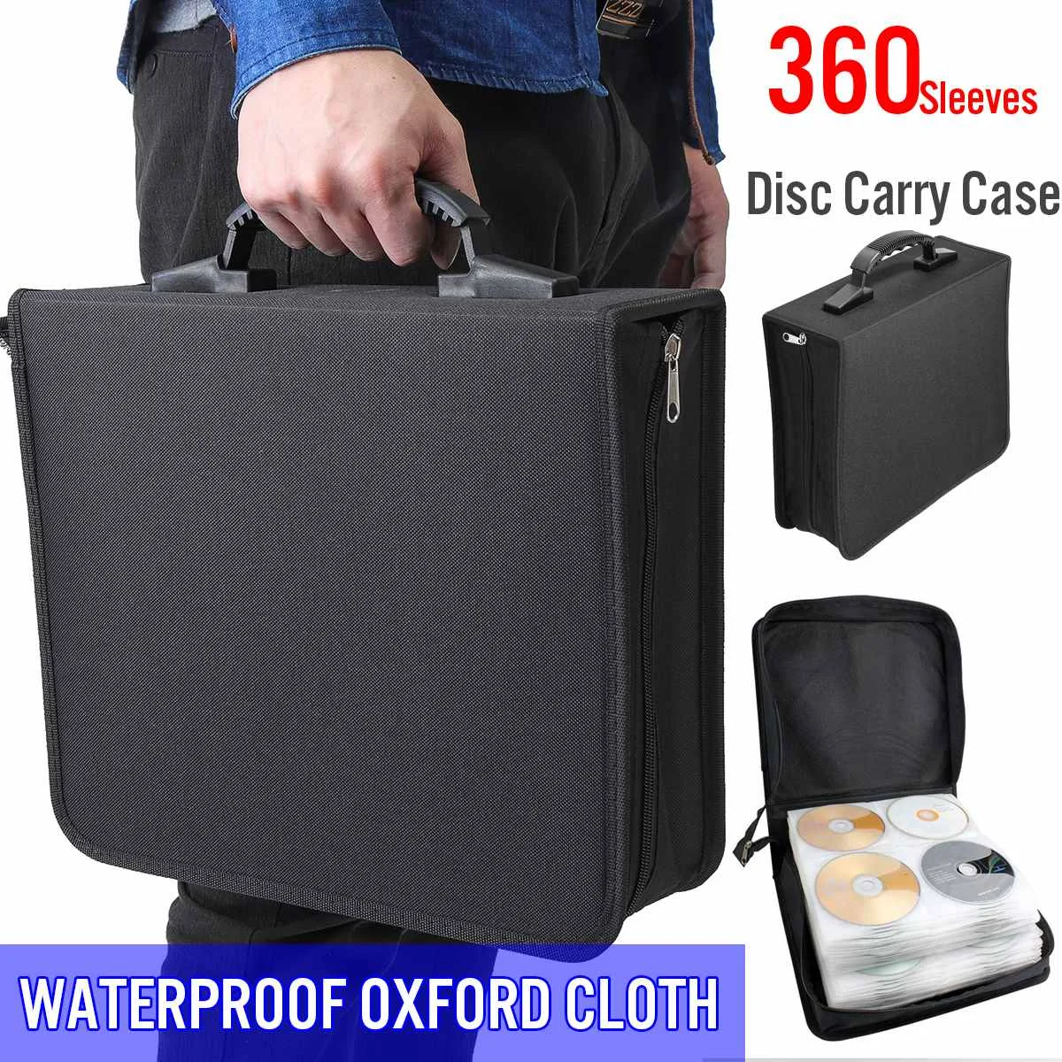 

360 Disc CD DVD Case Storage Bag Album Collection Holder Box Carrying Organizer Disc Blu-Ray DJ Storage Wallets PU leather