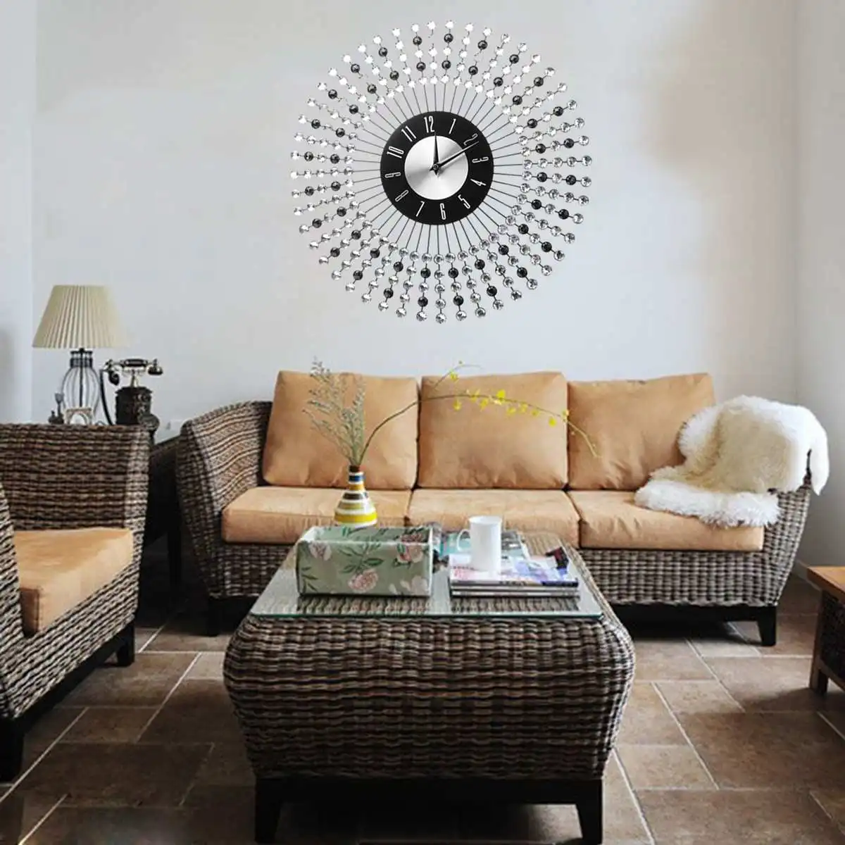 Reloj de pared de diamante en 3D grande de 43 CM para decoración de sala de estar en casa Reloj de pared Morden artesanía adornos regalo