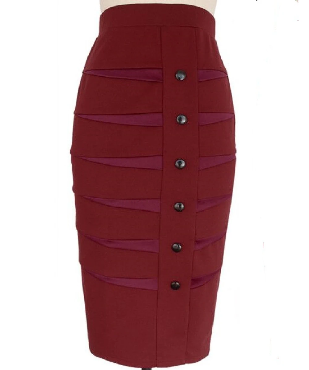 OL модные шерстяные женские юбки-карандаши с пуговицами, уличная Длинная кожаная юбка с высокой талией в стиле пэчворк, большие размеры