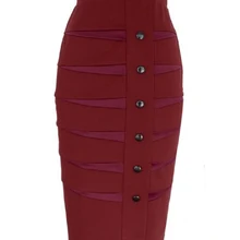 OL модные шерстяные женские юбки-карандаши с пуговицами, уличная Длинная кожаная юбка с высокой талией в стиле пэчворк, большие размеры