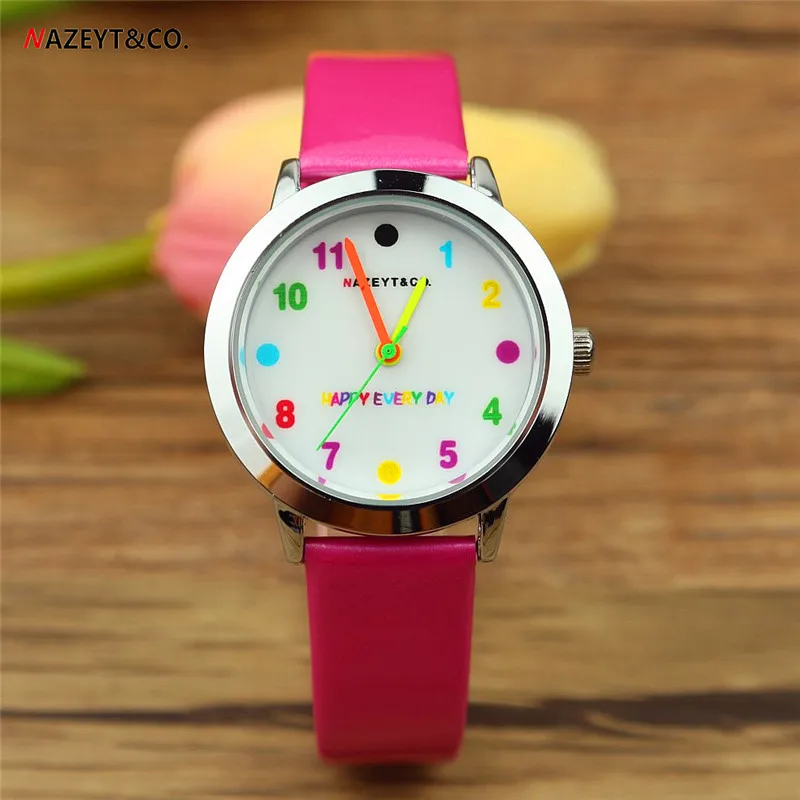 

promotion NAZEYT kids watch little boys girls lovely color scale face quartz watch simple dial easy learn time for student clock