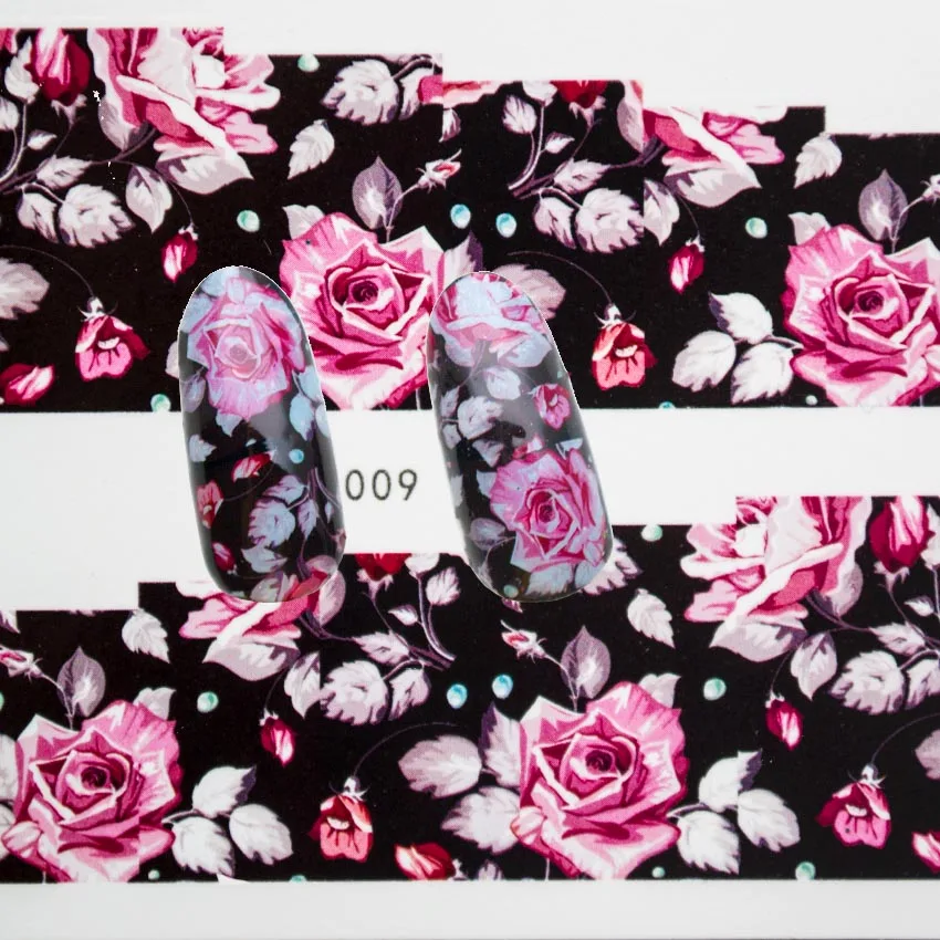 

Nail Water Sticker Black Flower/Fruit Transfer Nail Art Decorations DIY Slider For Nail Manicure Watermark ZJT4003