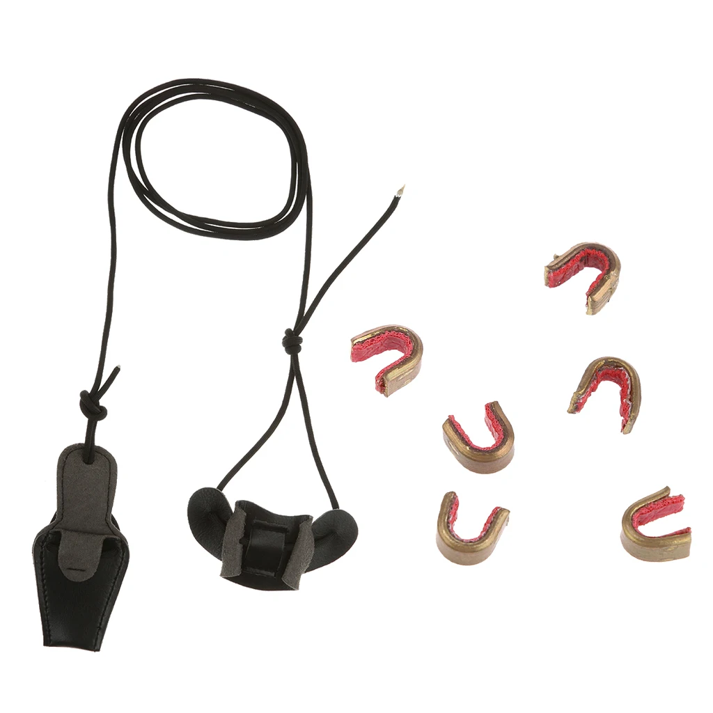 

6 Pieces Bow String Nocks Set + 2m Recurve Bow Stringer Archery Hunting Accessories