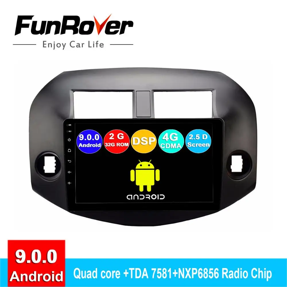

FUNROVER 2 din android 9.0 car dvd gps multimedia player For Toyota RAV4 RAV 4 2005-2013 radio navigation system stereo 2.5D DSP