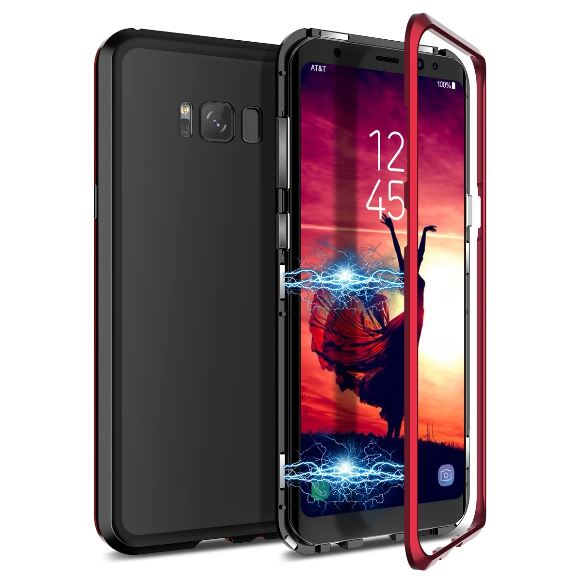 

2 in 1 Case For Samsung Galaxy S8 S9 Plus Cover Hard Transparent Back Magnetic Shockproof Cover For Samsung Note8 Note9 Case
