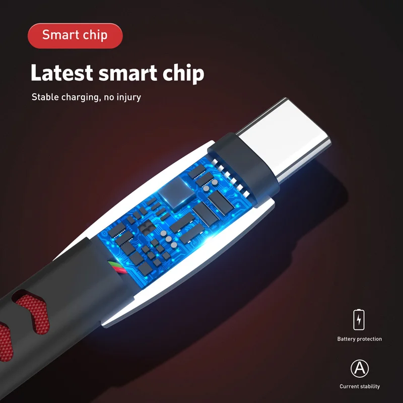 USLION USB نوع C كابل لسامسونج غالاكسي S10 s9 plus USB-C الهاتف المحمول سريع شحن نوع-C كابل ل xiaomi huawei سلك USB