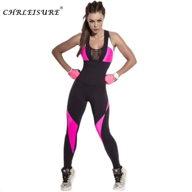 

Chrleisure Compressed Sports Suit Female Large Size Gym Jumpsuit Women Workout Rompers Backless Mesh Set Outfits Overalls