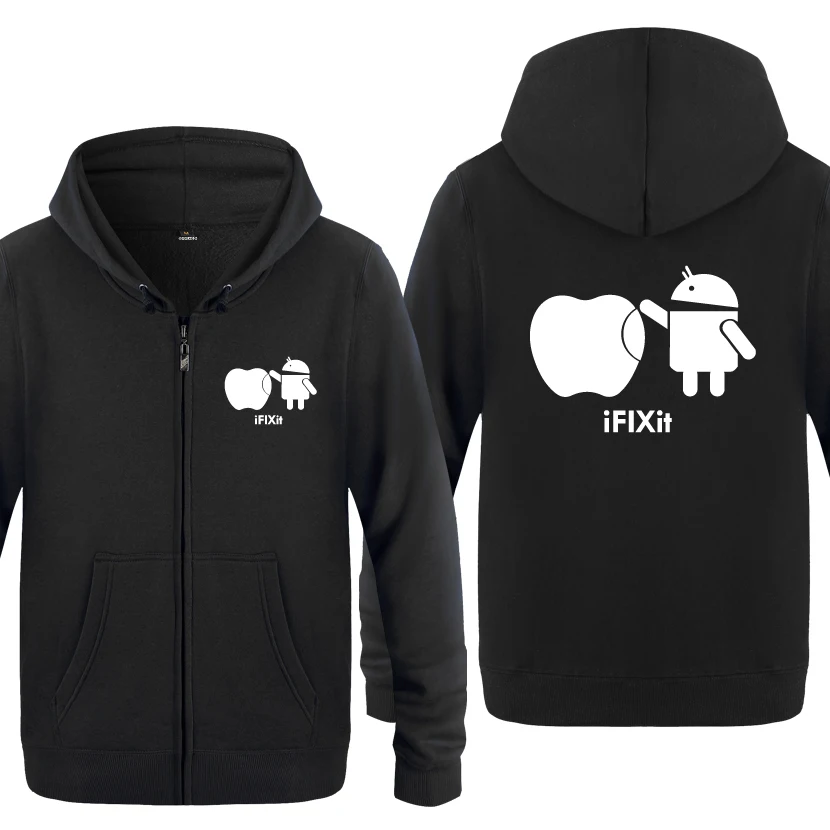 buy I FIX IT Android Creative Novelty Sweatshirts Men 2018 Mens Zipper Hooded Fleece Hoodies Cardigans
