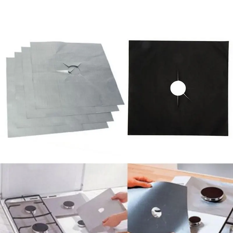 

4Pcs Gas Range Liners Reusable Gas Range Protector Liner Non Stick Hob Stovetop Cooker Protection