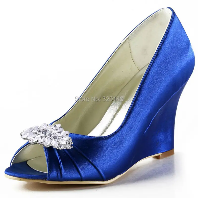 blue wedge heels wedding