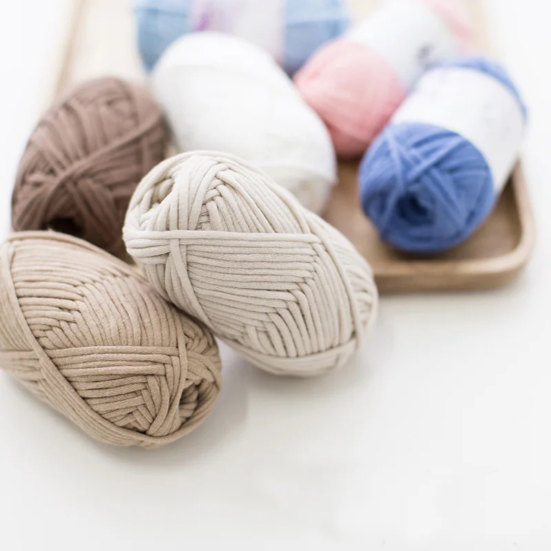

50g/ball Worsted Core Spun Cotton Yarn for DIY Hand Knitting Crochet Storage Basket Cushion Supplies AQ005