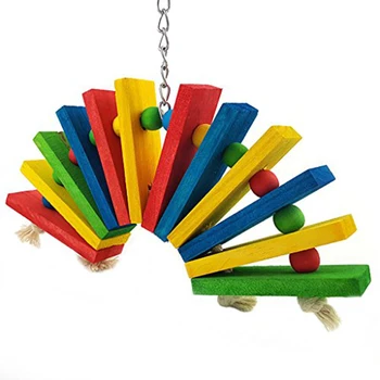 

color Wooden Bird Toys For African Greys Parrots Cage Chewing Toy