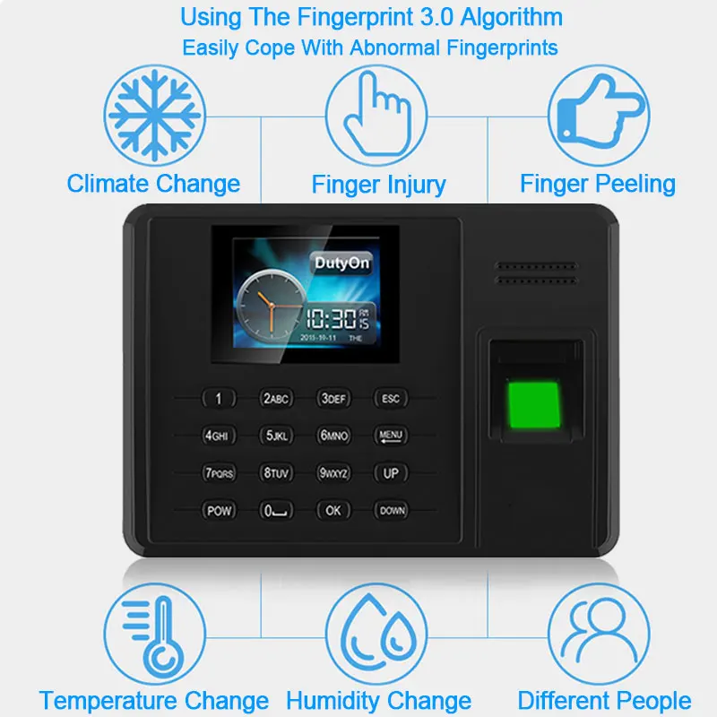 Time Attendance Fingerprint TCPIP USB Password Office Time Clock Employee Recorder Electric Biometric Fingerprint Attendance