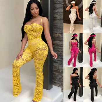 

Hot Women Ladies Romper Fashion Sexy Lace Clubwear V Neck Playsuit Bodycon Party Sleeveless Camo Jumpsuit Bodysuits Trousers