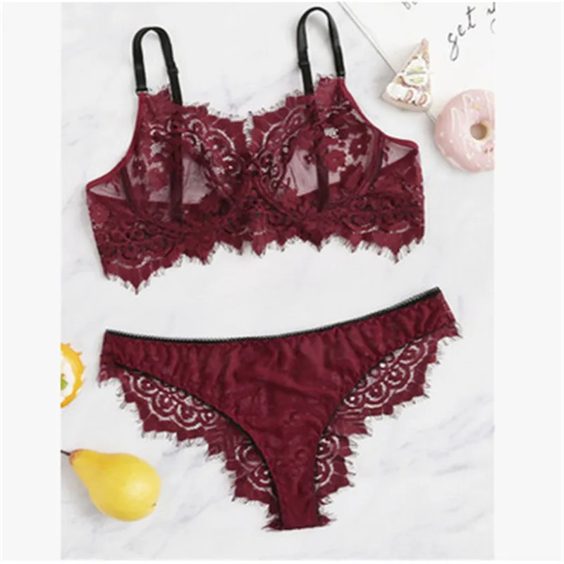 

Women Erotic Sets Sexy Lingerie set Lace mesh perspective bra Open Two Piece Girl Bralette Panties Sets Babydoll Underwear