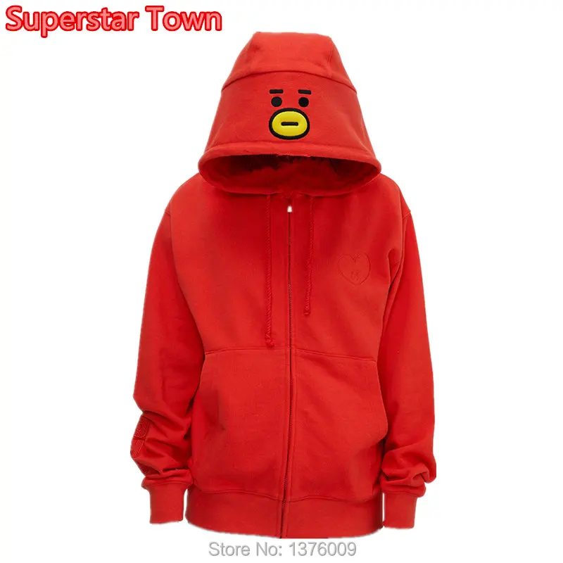 KPOP BTS мультфильм TATA Толстовка для женщин Повседневное толстовки на молнии BT21 Sudadera