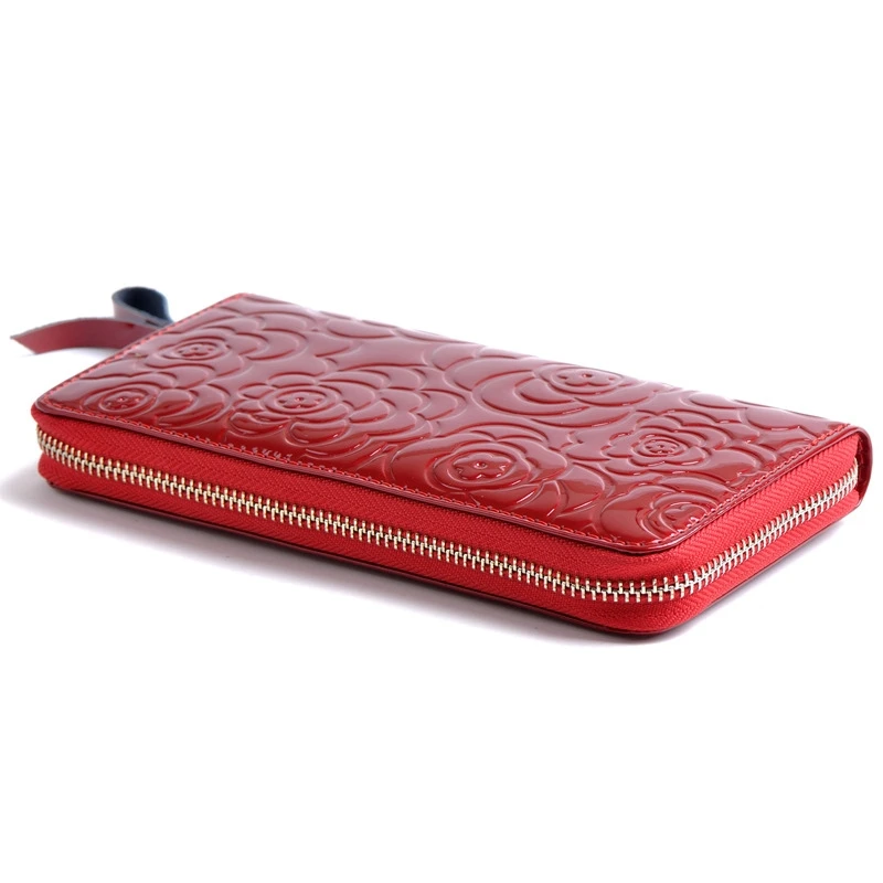 

Patent Leather Rose Ladies Wallet Long Hand Bag Flower Leather Women's Wallet Tide Purse