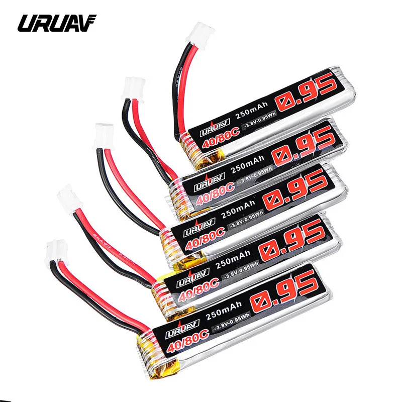 5 шт. URUAV 3 8 V 250 мА/ч 40C/80C 1S Lipo Батарея W/ PH2.0 разъем для Eachine US65 UK65 QX65 UR65 дистанционным