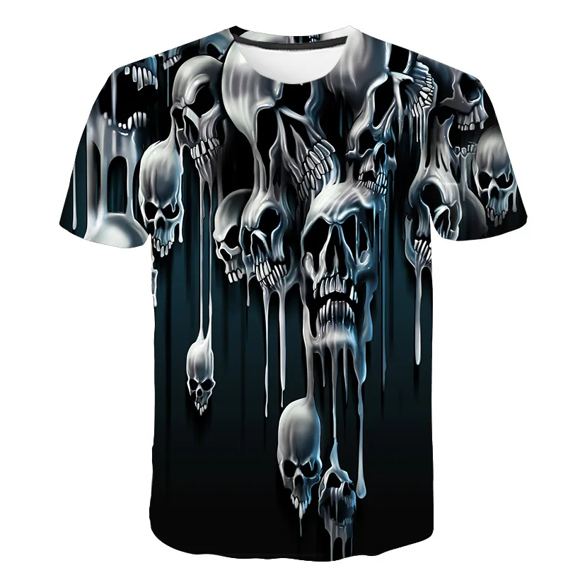Череп футболка Скелет футболка пистолет футболка готические рубашки Панк тройник Винтаж рок футболки 3d футболка аниме мужские стили