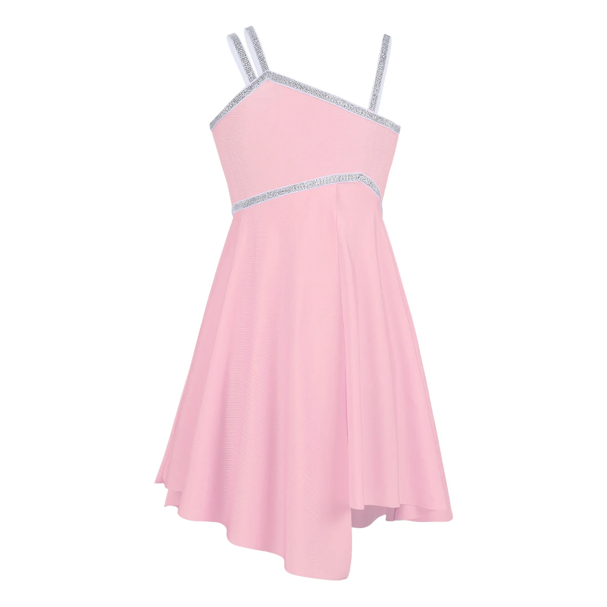 

Children Irregular Skirt Ballet Dress with Panties Shiny Strip Kids Dresses for Girls Latin Jazz Ballroom Modern Dance Costume
