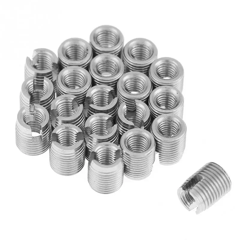 

20Pcs Stainless Steel threaded insert SUS303 Helical Insert Self Tapping Slotted Screw Thread Repair Insert M3 x 6mm ferreteria