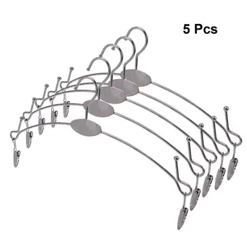 

5pcs/pack Coat Hanger Stainless Steel Curving Tip Sturdy Clothes Hanger Clothes Clips Coathanger for Underwear Brassiere Panties