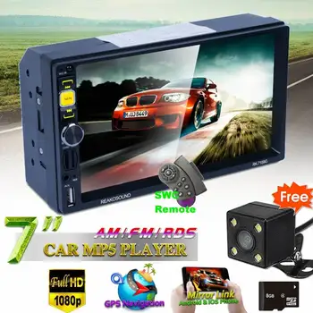 

7'' GPS HD MP3 MP5 Player Stereo Radio bluetooth FM RDS Quick Charge Mirror Link Cam SWC Remote