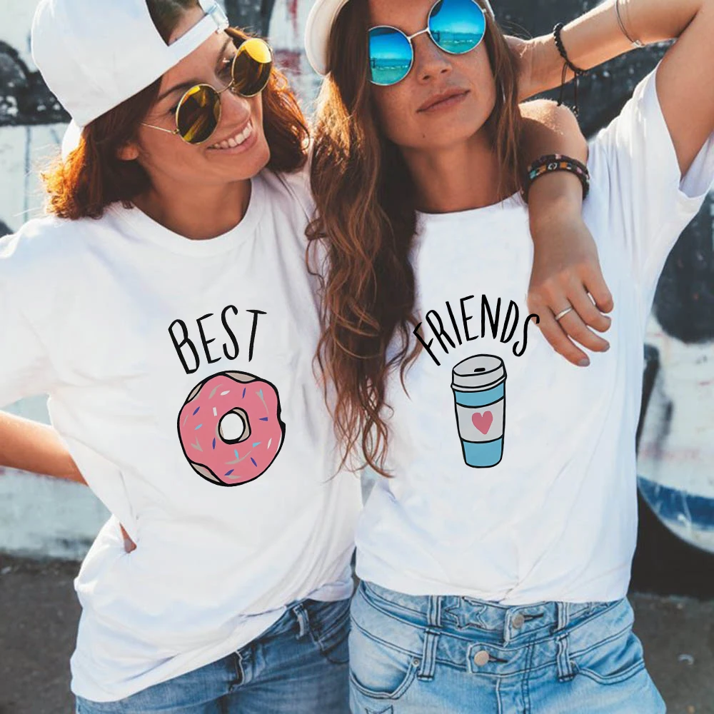 Best Friends Letter Tshirts Women Fashion Grunge T Shirt Funny Donuts ...