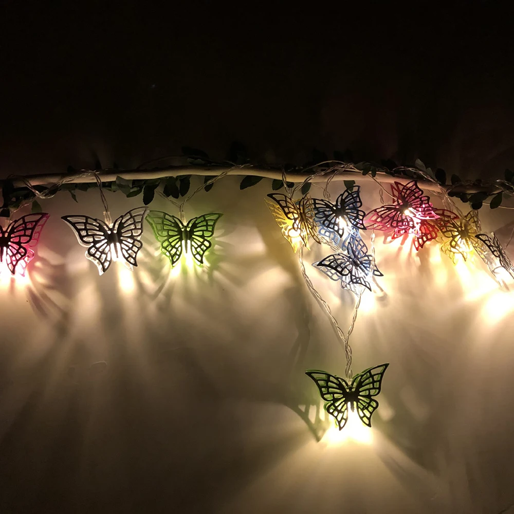 

LED Wrought Iron Color Butterfly Light String Spring Easter lights outdoor solar Garden Home Party Decoration Light DropShipping