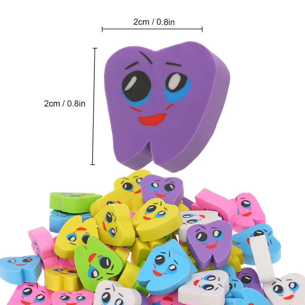 

50pcs/bag Molar Shaped Tooth Rubber Erasers Dentist Dental Clinic School Great Gift For Kids